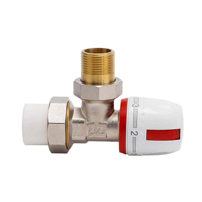 Brass PPR Straight Angle Thermostatic Valve for Floor Heating