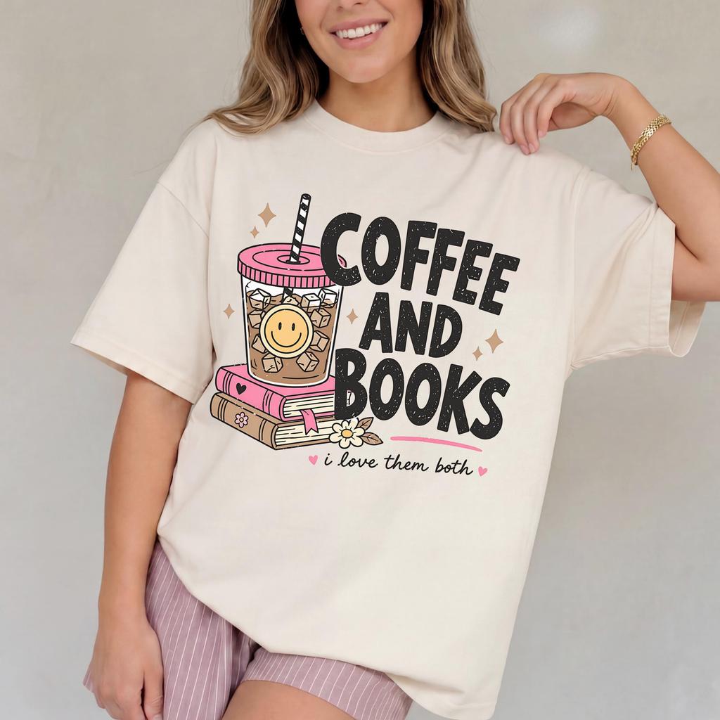 Coffee and Books Shirt Comfort Colors Books and Coffee Shirt Iced Coffee Shirt Coffee Lover Tee Book Lover Gift Booktok Reader