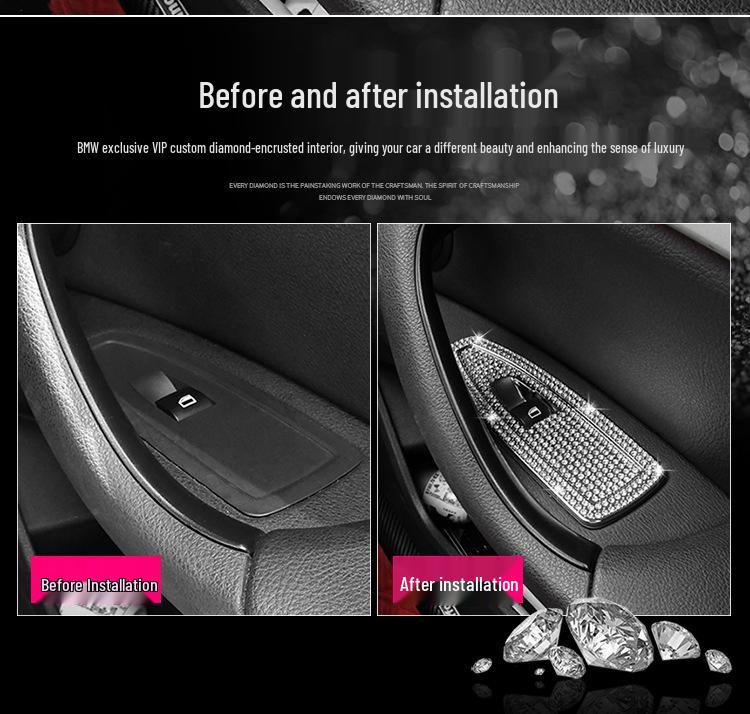 BMW Interior Modification Decorative Diamond Inlay Stickers for 16-20 X1 Power Windows (Front & Rear)