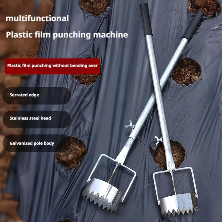 New Mulch Hole Puncher Metal Stainless Steel Greenhouse Film Punch Retractable Hole Opener Gardening & Planting Tools