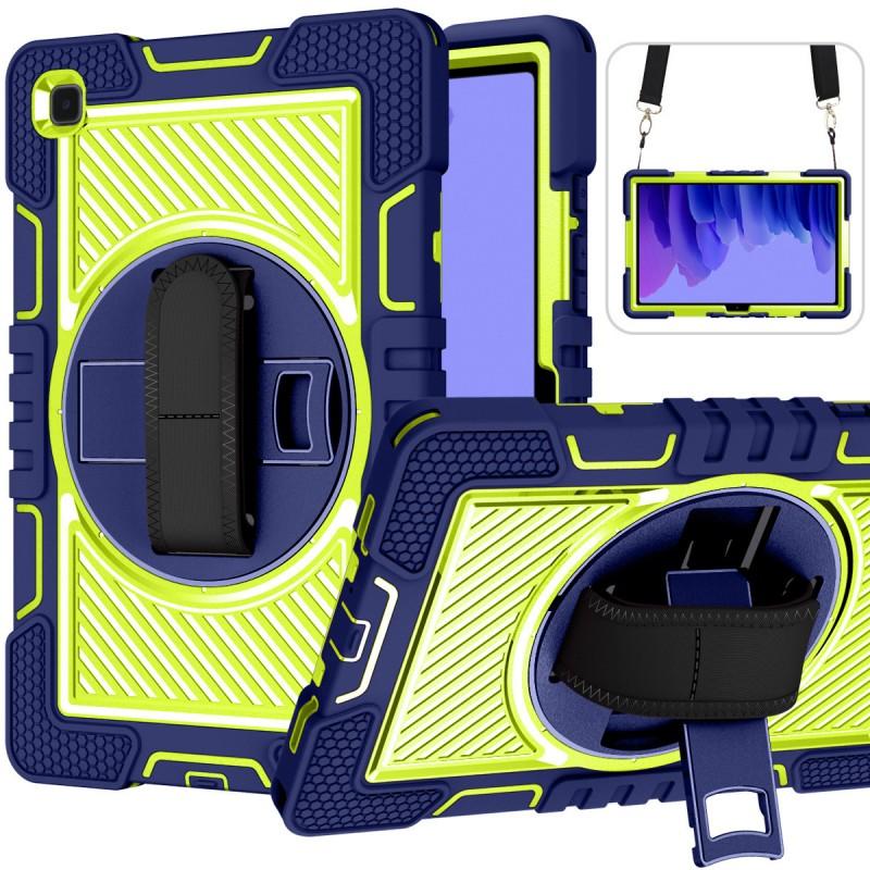 Universal Rotating Stand Case With Nylon Wrist Strap Galaxy Tab A7 T500 T505 2020 - Shockproof Silicone Cover