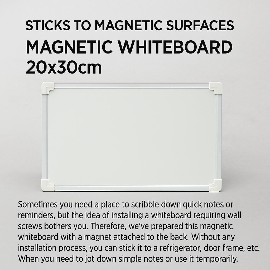 All-in-One Desk Organizer: 20x30cm Magnetic Steel Whiteboard