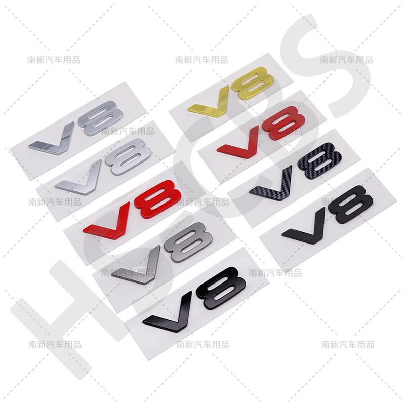 3D ABS Bilmotor Slagvolym Logotyp V8 Bokstav Emblemet Bakluckeemblem Auto Baklucke Dekaler