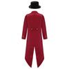 Kids Victorian Costume Retro Renaissance Tailcoat Jacket Gold Buttons Felt Hat Magician Ringmaster Party Outfit