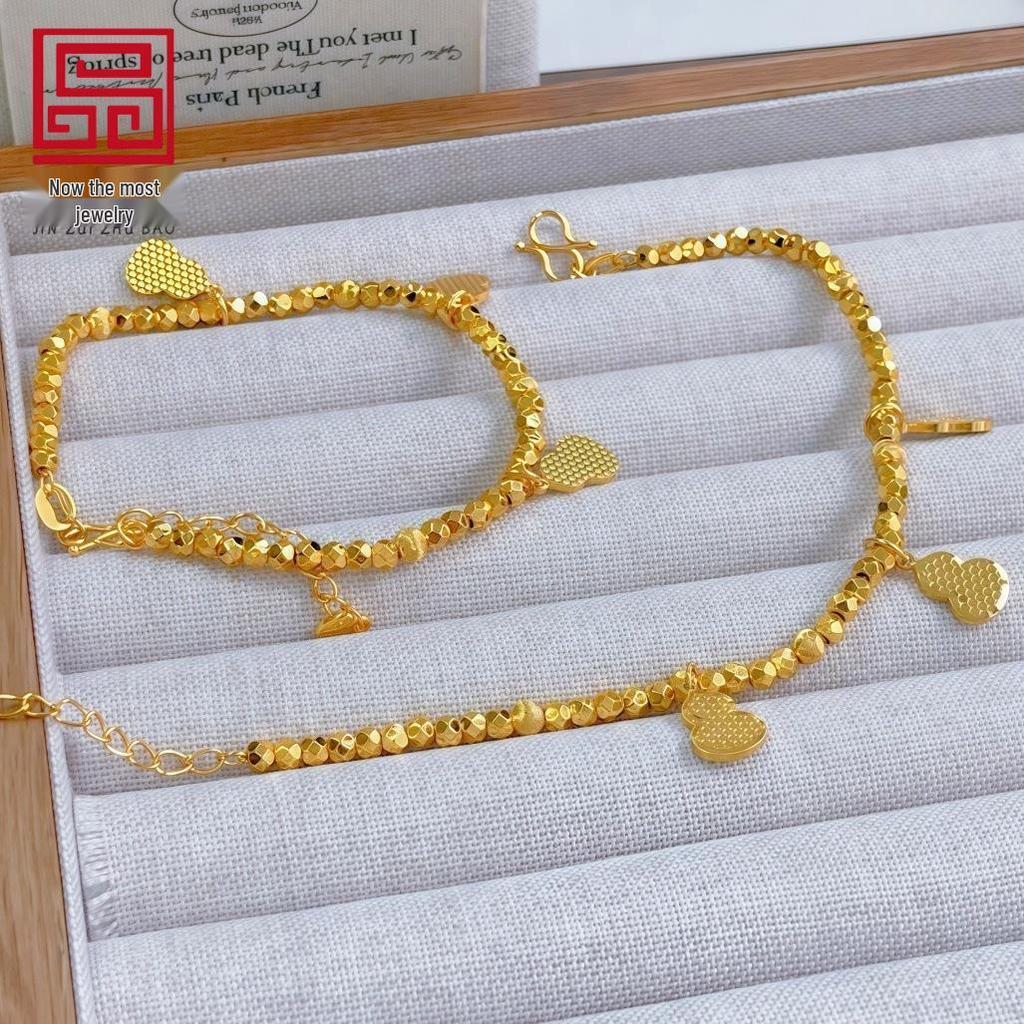 Gold Disco Bead Dragon Scale Bracelet Set – Peace, Blessing, Prosperity