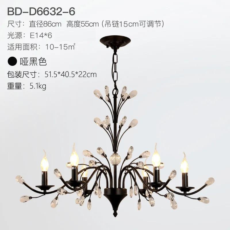 Vintage Crystal Chandeliers for Living Dining Bedroom Kitchen LED Pendant Lamp Lustre American Hotel Villa Hanging Lights