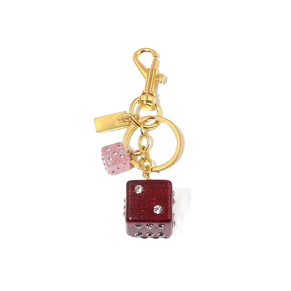 Backpack Hanging Good Luck Dice Keychain Rhinestone Red Dice Pendant  Creative Gift