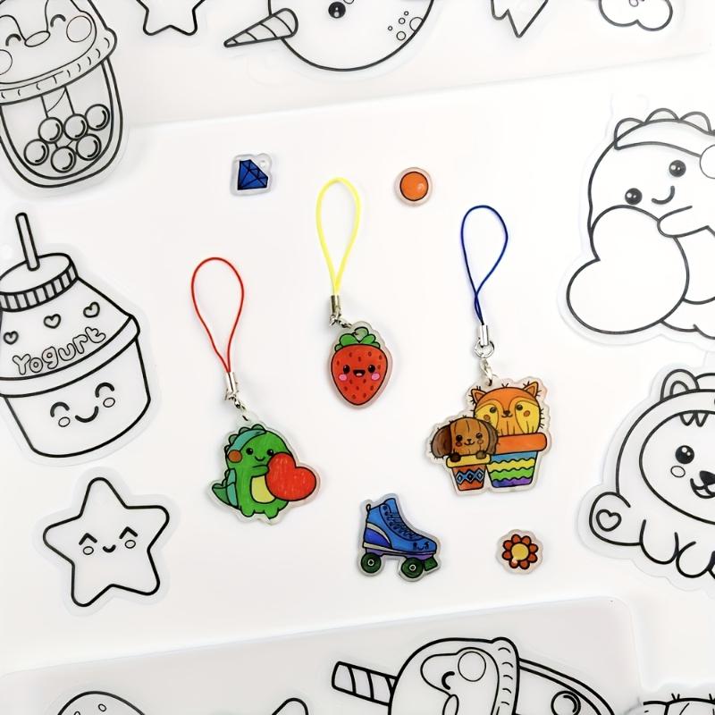 3pcs Shrinkable Paper Kit Pre-Cut Shrinking Craft Kits For Making Collar Charms Keychains Birthday Gifts With Colors And Fonts