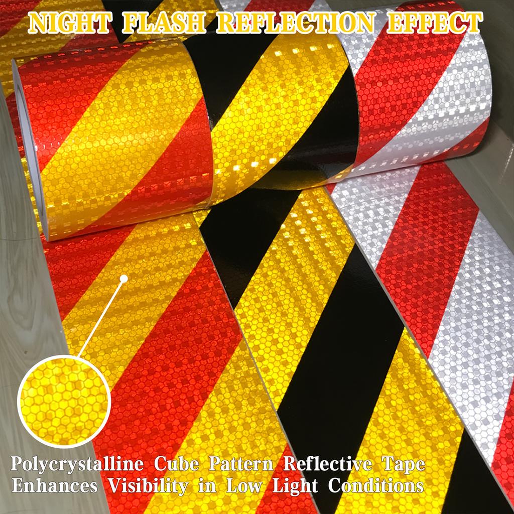 Reflective Twill Lattice Tape Waterproof Self-Adhesive Safety Warning Sticker Conspicuity Mark for Truck Vehicle Warning