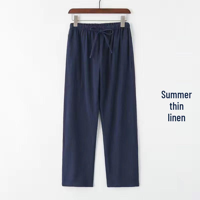 Men's Summer Thin Cotton & Linen Chinese Style Casual White Pants