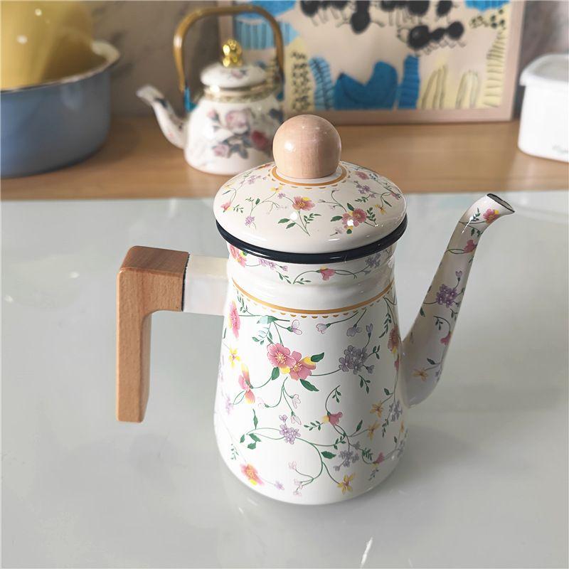 Vintage Enamel Coffee Pot & Kettle for Induction Cooker, Suitable for Hotel Home Use