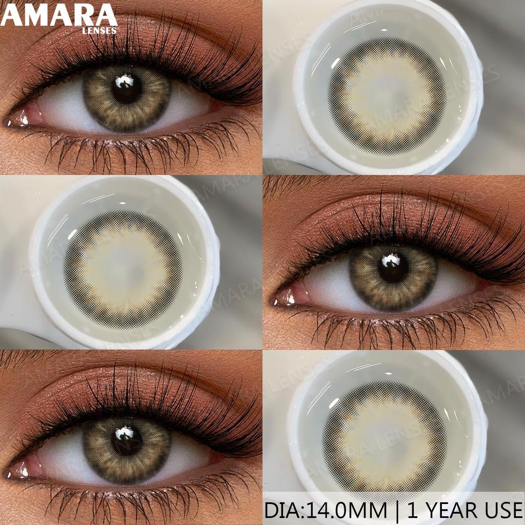 AMARA Brown Color Contacts for Eyes Makeup Eyes Lenses Gray Pupils Blue Eyes Contacts Colorful Makeup Black Lens for Party