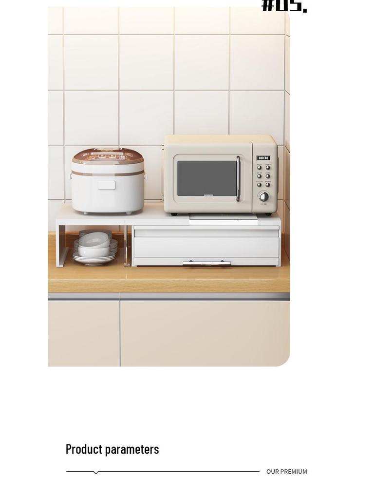 Retractable Microwave Oven Stand & Pull-Out Countertop Storage Rack