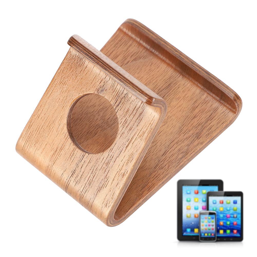Portable Mobile Phone Stand Desktop Bedside Tablet Computer for iPads Stand Wooden(Nutbrown )