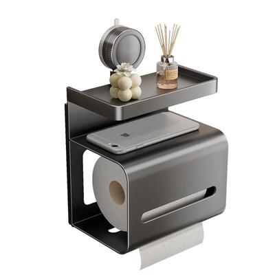 Suction Cup Toilet Paper Holder with Storage Shelf