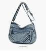 Women's Retro Washed Denim Multi-Pocket Crossbody and Backpack - Casual Niche Design