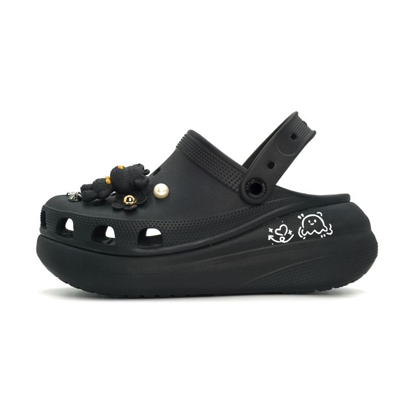 Crocs Crush Clog Classic Crush EVA Rain Shadow Painting Imp Puff Hole Shoes Unisex Black