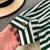 Korean Retro Women Denim Vest Shirt Spring Autumn Casual Loose Irregular Stitching Striped Fake Two
