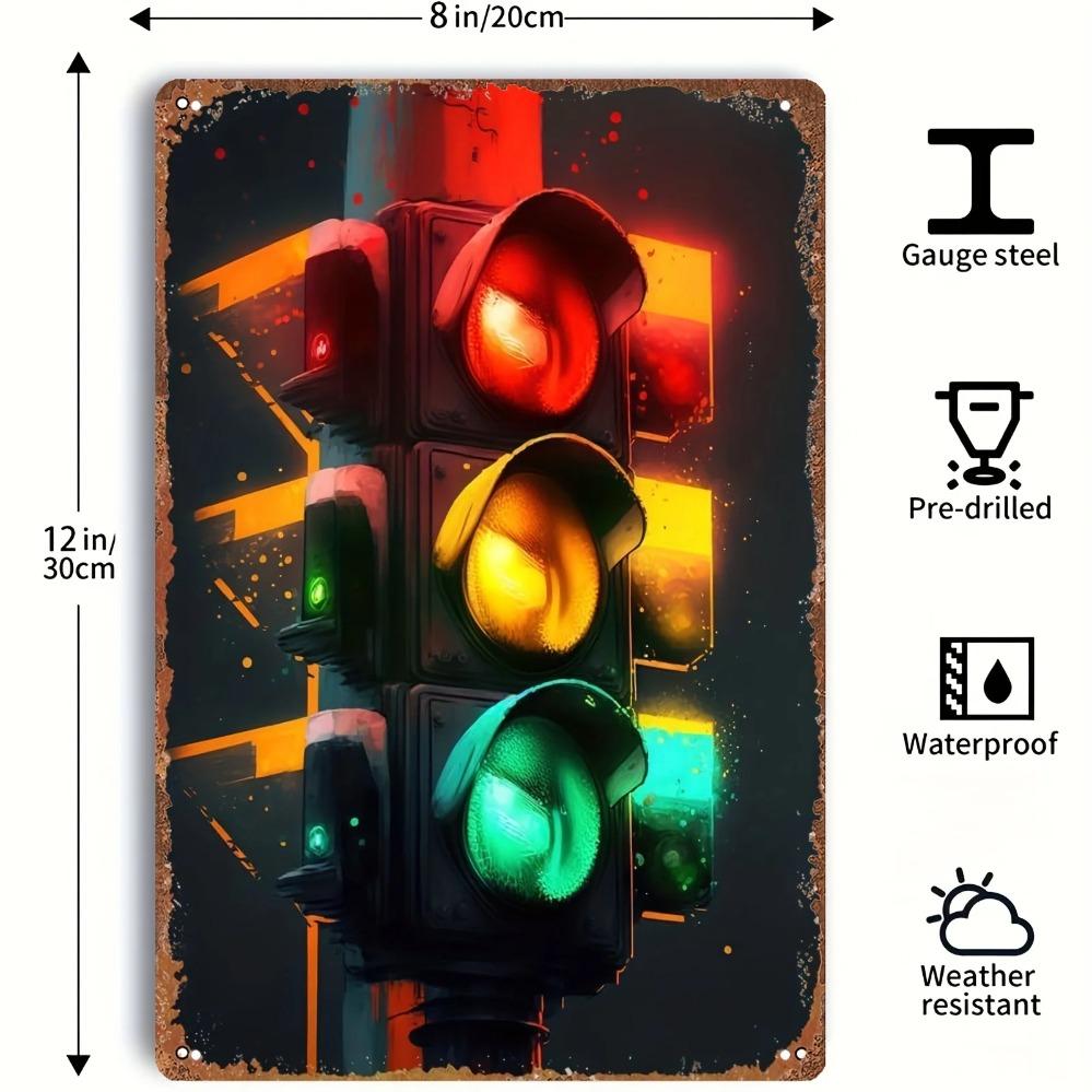 

Vintage Traffic Light Tin Sign Retro Metal Wall Art Decor Gift Home Office L небо синє кольору