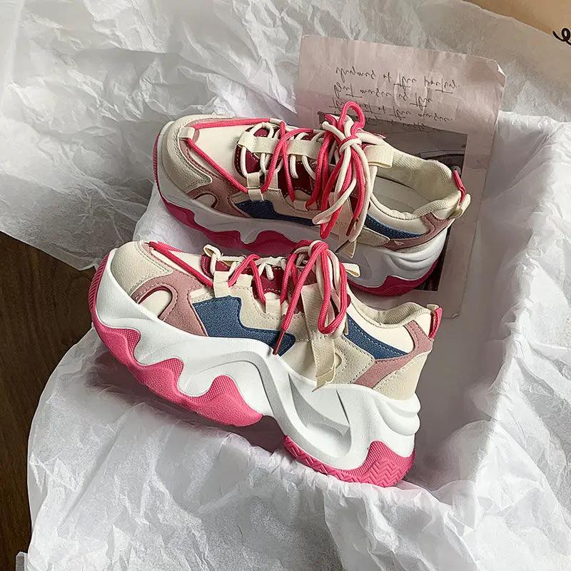 Fashion Spring Autumn New Women's Luxury Sneakers Thick Soled Height Increasing Running Shoes for Youth Fashion Versatile Casual Shoes
