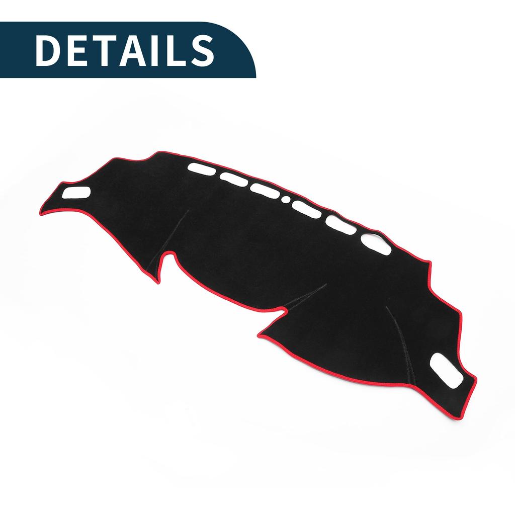 TUCKBOLD Compatible with Nissan X-TRAIL T32 Dashboard Mat/Dashboard Cover, Foldable Center Console Dashboard Mat, Black/Red with Stickers, 1 Set
