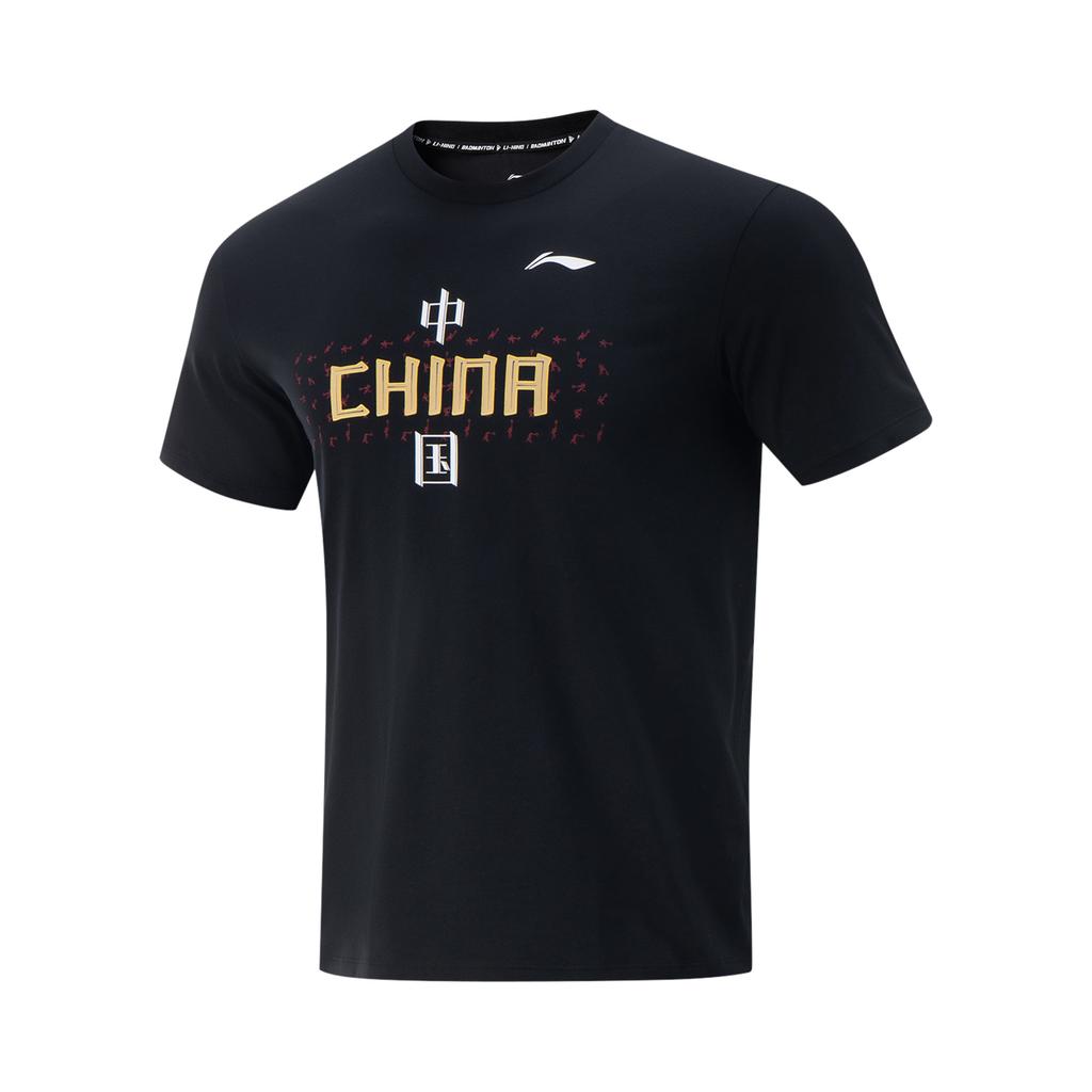 Li Ning Quick-Dry Round Neck Short Sleeve T-Shirt Unisex Tops Black AHSV057-1