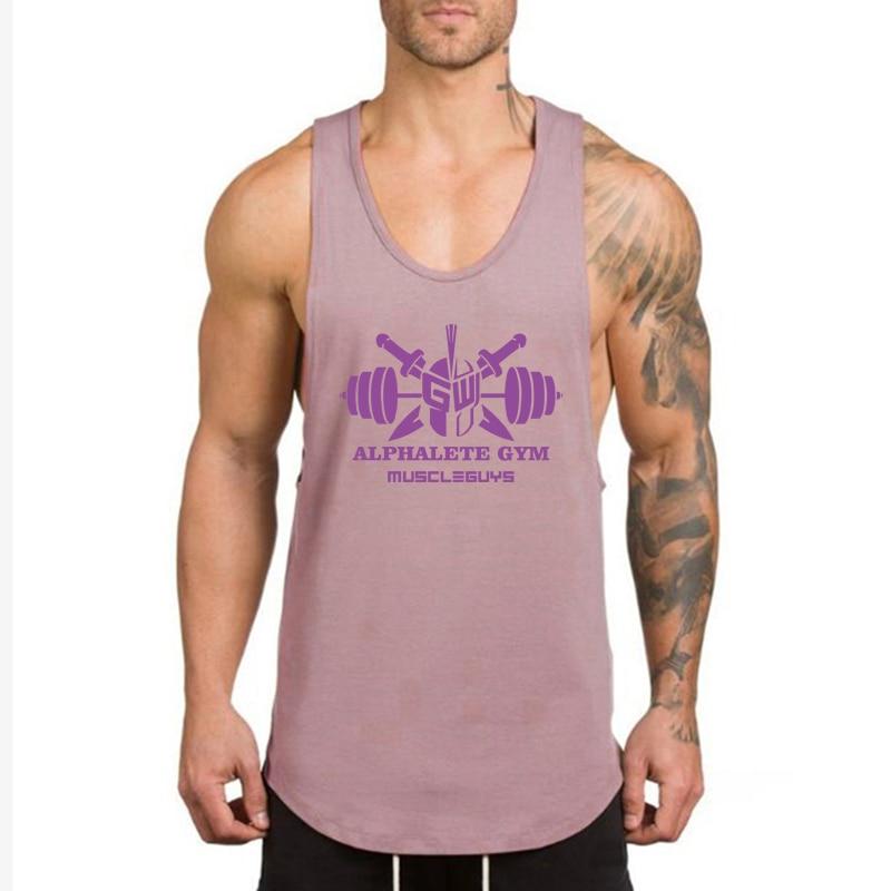 

Muscleguys однотонный хлопковый спортивный дышащий жилет для мужчин, тренировочный жилет без рукавов для бега, тонкая эластичная одежда для фитнеса XL розовый