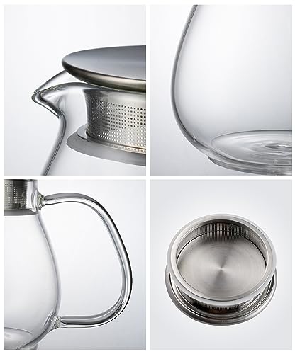 IwaiLoft Leaf Pot Pure Teapot/Coffee Server, Heat-Resistant Glass, Microwave and Dishwasher Safe (450ml)