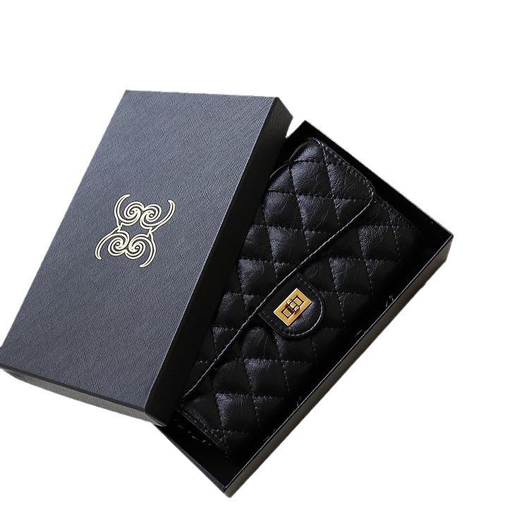 French Wallet Women's Long Light Luxury Large Capacity Mobile Phone Clutch Embroidered Diamond Chain Crossbody Small Bag