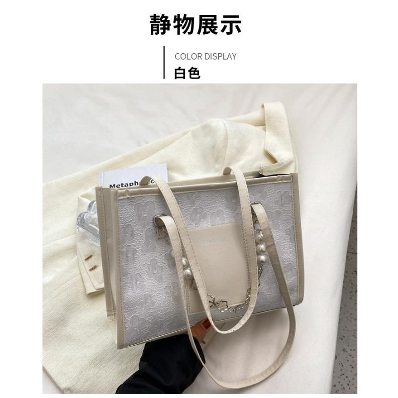 Персонализированная модная сумка женская новая летняя большая вместимость жемчужная цепочка наплечная сумка нишевый дизайн сумка подмышку премиум белый