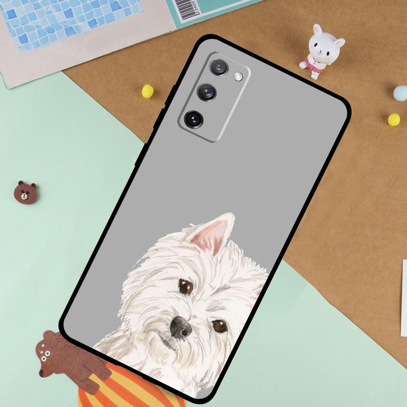 Cartoon Westie Dog Soft Case For Samsung Galaxy S24 Ultra S9 S10 S20 S22 S23 Plus S21 FE S25 Ultra Funda Cover