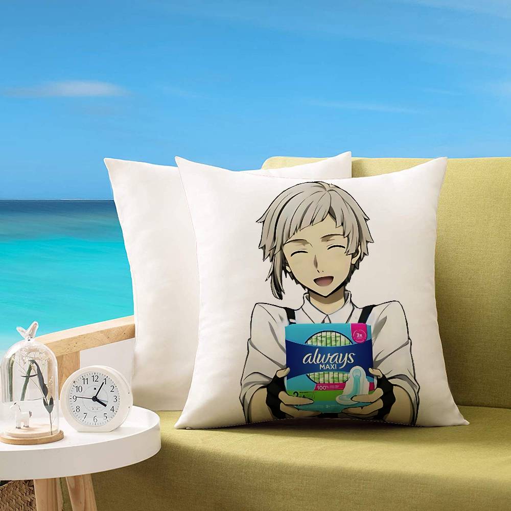 Cute AtsushiBungo StrayDogs Anime Customizable Square Pillowcases Stylish And Soft Perfect For Beds Cars And Sofas