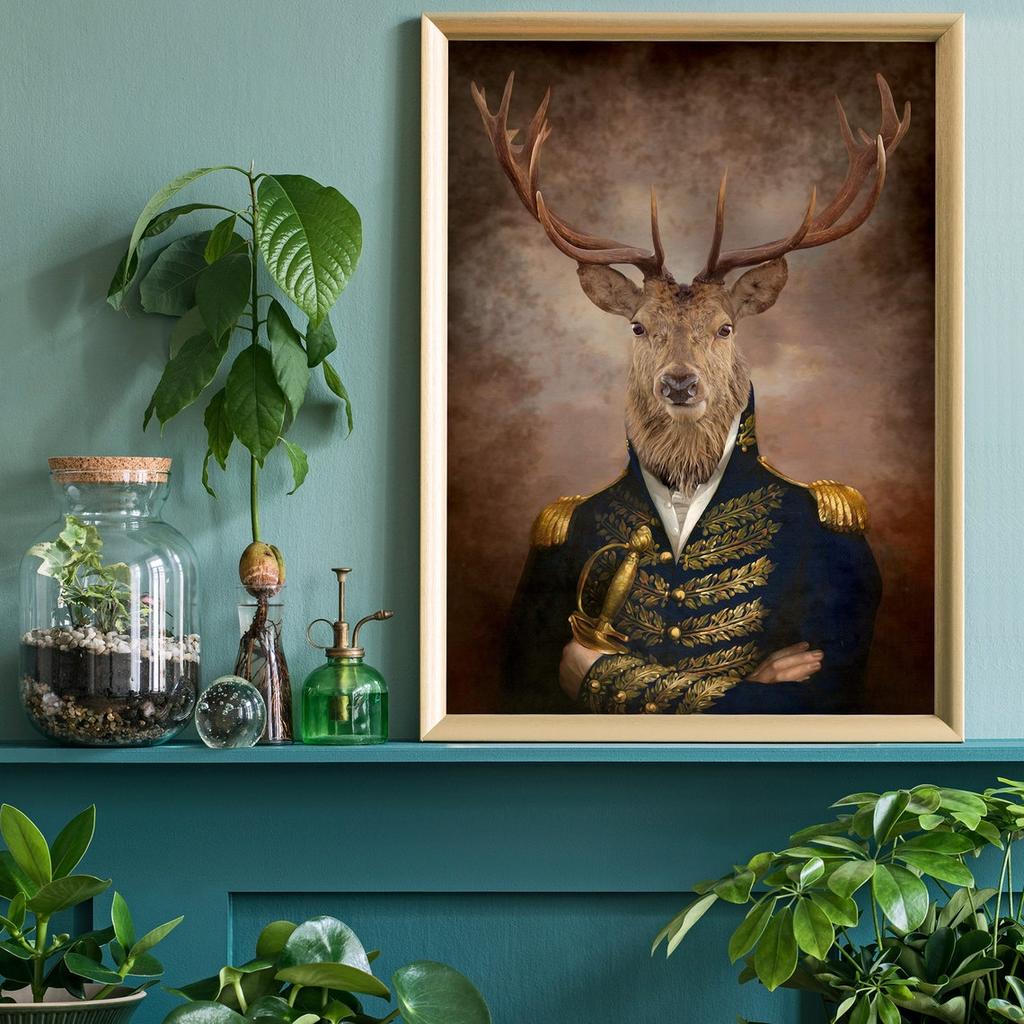 Renaissance Animal Painting Lion Flamingo Tiger Rabbit Victorian Animal Portrait Wall Art Funny Picture Canvas Poster Home Decor