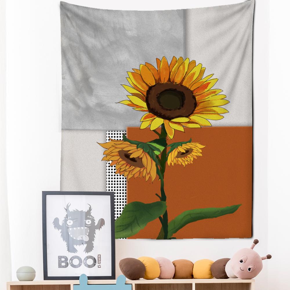 Tapiserie cu pictură în ulei, agățată pe perete, cu flori, stil boem, artă, hippie, tapiz, pentru dormitor pentru fete, decor acasă