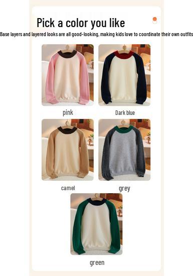 Kids' Patchwork Color Block Wool Sweater - Autumn/Winter Round Neck Pullover for Boys & Girls