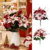 Fake Flowers for Outdoor Artificial Poinsettia Flowers, Christmas Floral Berry Centerpiece, Fade-Resistant Fade Resistant Plant Stakes Red And