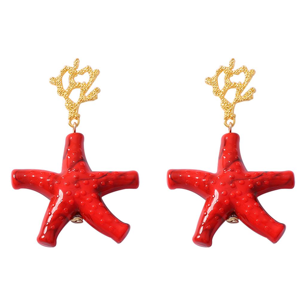 Summer Vacation Atmosphere Creative Design Conch Starfish Shell Earrings Fashionable Versatile Women's Models