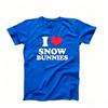 I Love Snow Bunnies Red Heart Slogan T Shirt Minimalist Letter Graphic Ski Lover Casual Oversized Unisex Black Short Sleeve Tee