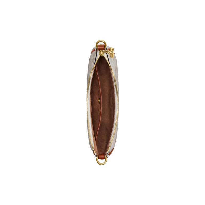 Coach Mira 23 Carriage Print Coated Canvas and Calfskin Crossbody Shoulder Bag Medium Women's Chalk Polished Amber
