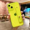 Fluorescent Color Transparent Wrist Strap Phone Case For Iphone 13 12 11 Pro Max X Xr Xs Max 7 8 Plus Se 20 Soft Silicone Cover