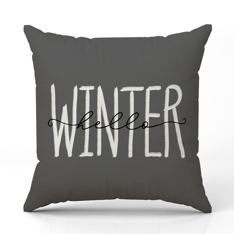 

New Christmas Tree House Christmas Pillowcase Linen Printed Pillowcase Festive Room Sofa Decoration Cushion Cover
