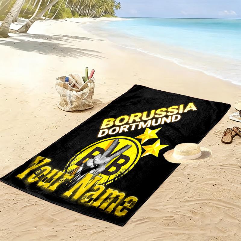 Asciugamano da Spiaggia con Stampa BVB Nome Personalizzato, Grande Morbido Asciugamano ad Asciugatura Rapida per Spiaggia Campeggio Nuoto -HE196