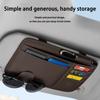 1pc PU Leather Car Visor Organizer with Glasses Holder, Multi-Functional Storage Pouch for Driver's License, Cards, and Accessories
