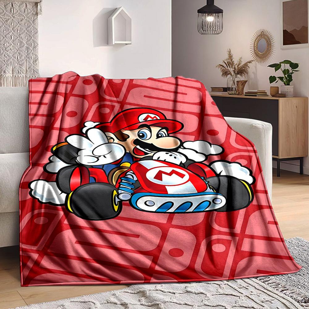 1pc Mario Kart Racing Soft & Warm Flannel Blanket, Multi-Purpose Throw Blanket for Couch, Sofa, Office, Bed, Camping, Travel