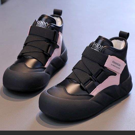 

Girls 2025 cotton shoes new winter velvet snow children s thickened short boots boots medium and older children s waterproof snow boots 35 inner length 21.4cm чорний