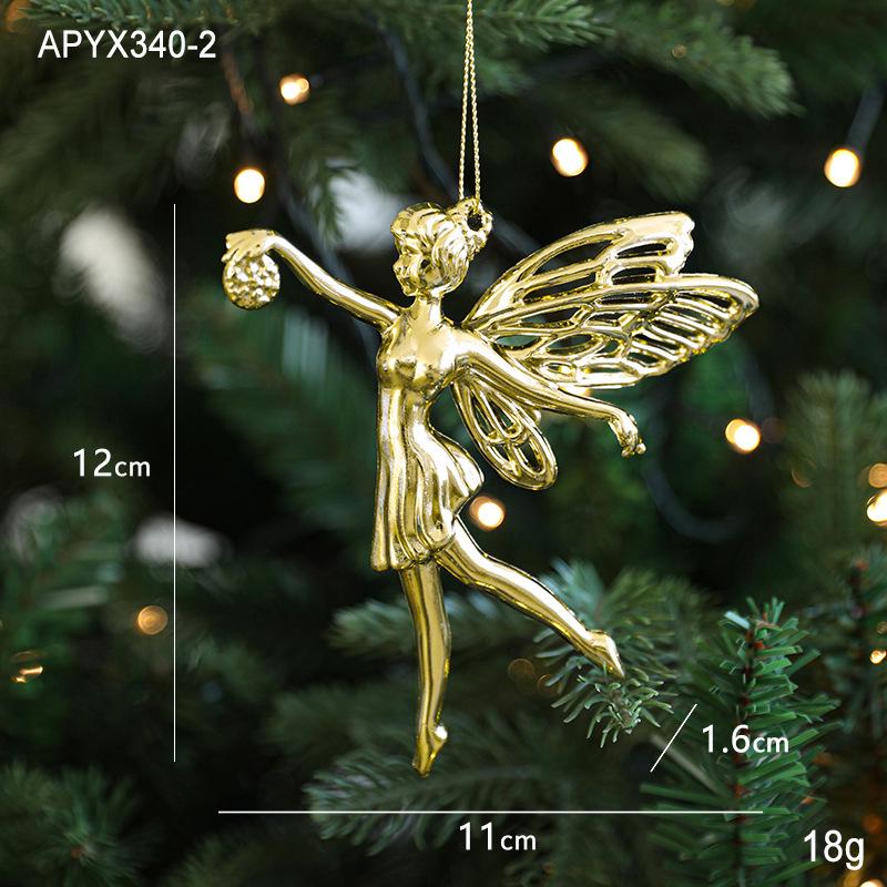 

Золотые елочные украшения: Креативная снежинка, хрустальная туфелька, гальванизированные подвески в виде оленя