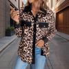 Damen Cordjacke mit Leopardenmuster, lässig und offen, Größe S