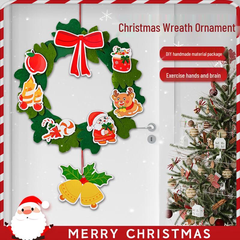 Christmas DIY Non-Woven Wreath Ornament with Lights