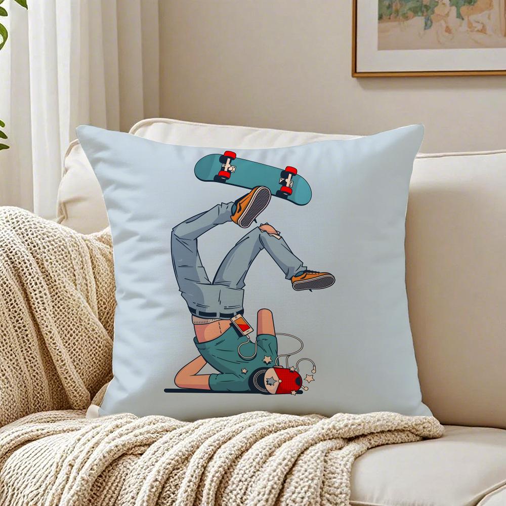 Fashion Graffiti Funny Sports Skateboarding Cushion Cover Pillowcase Antidustmite living Room Sofa Decor Cushion Room