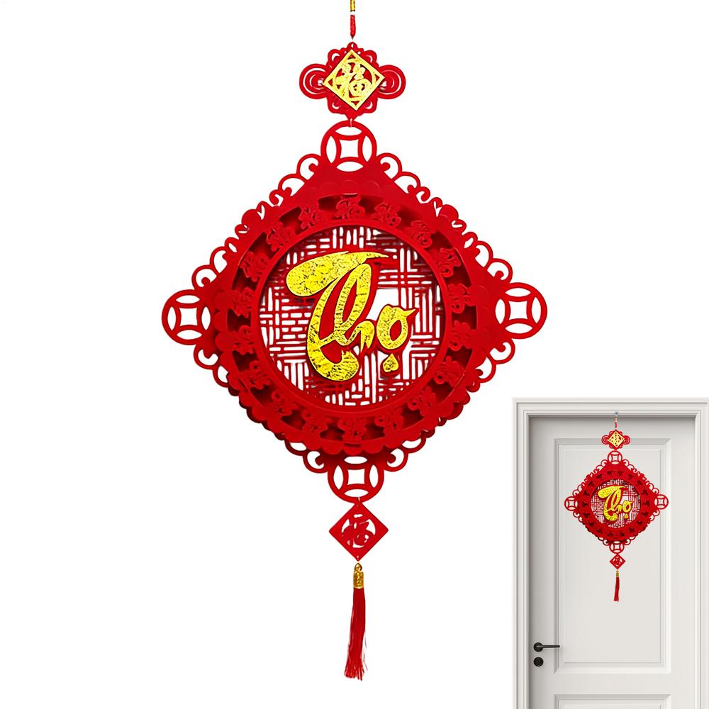 Spring Festival Decorations Chinese Good Luck Pendant 2026 Flocking Tree Ornaments Festival Charm For Home Office Car Door Wall
